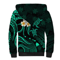 Personalised Maui Hawaii Sherpa Hoodie Polynesian Tattoo and Pacific Plumeria Turquoise Vibe LT9 - Polynesian Pride