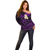 Hawaii Off Shoulder Sweater Oahu Islands Pacific Plumeria Purple Vibe LT9 - Polynesian Pride