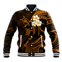 Personalised Oahu Hawaii Baseball Jacket Polynesian Tattoo and Pacific Plumeria Gold Vibe LT9 Unisex Gold - Polynesian Pride