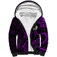Personalised Oahu Hawaii Sherpa Hoodie Polynesian Tattoo and Pacific Plumeria Purple Vibe LT9 Unisex Purple - Polynesian Pride