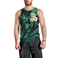Personalised Oahu Hawaii Men Tank Top Polynesian Tattoo and Pacific Plumeria Turquoise Vibe LT9 - Polynesian Pride