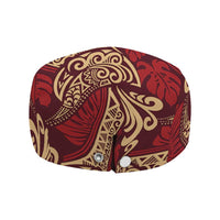 Luxury Red Monstera Jeff Hat Polynesian Tribal Pattern LT01 - Polynesian Pride