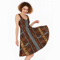 Malo e Lelei Tonga Midi Dress Tongan Ngatu Tapa Cloth LT14 - Polynesian Pride
