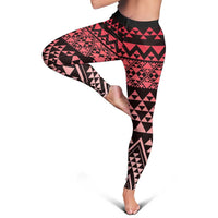 Maori Niho Taniwha Te Wheiao Leggings Terracotta - Polynesian Pride
