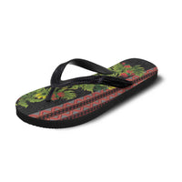 Maori Tukutuku Flip Flops with Ferns Pohutukawa and Kowhai Tribal Moko Patterns LT03 - Polynesian Pride