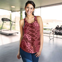 Maroon Aloha Hawaii Women Racerback Tank Hawaiian Kakau Ohia Lehua Lei - Polynesian Pride