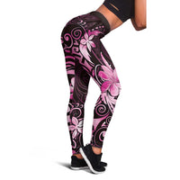 Matariki New Zealand Leggings Maori Pattern Pink Galaxy - Polynesian Pride
