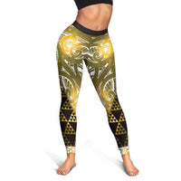 Matariki New Zealand Leggings NZ Niho Taniwha Maori New Year Yellow Galaxy LT14 - Polynesian Pride