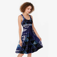 Matariki New Zealand Midi Dress NZ Niho Taniwha Maori New Year Blue Galaxy LT14 - Polynesian Pride
