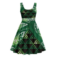 Matariki New Zealand Midi Dress NZ Niho Taniwha Maori New Year Green Galaxy