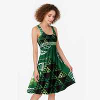 Matariki New Zealand Midi Dress NZ Niho Taniwha Maori New Year Green Galaxy