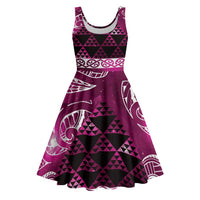 Matariki New Zealand Midi Dress NZ Niho Taniwha Maori New Year Pink Galaxy LT14 Pink - Polynesian Pride