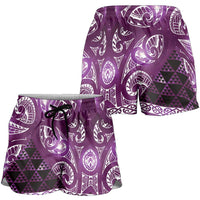 Matariki New Zealand Shorts for Women NZ Niho Taniwha Maori New Year Purple Galaxy