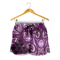 Matariki New Zealand Shorts for Women NZ Niho Taniwha Maori New Year Purple Galaxy