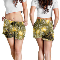 Matariki New Zealand Shorts for Women NZ Niho Taniwha Maori New Year Yellow Galaxy