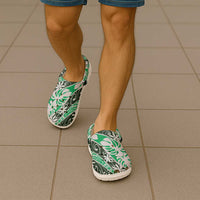 Matie Tahiti Tiare Monstera Clogs Shoes Polynesian Pattern Curve Style - Polynesian Pride