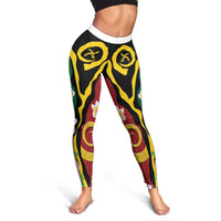Melanesian Vanuatu Tribal Boar Tusk Leggings Tropical Plants and Namele Motifs - Polynesian Pride
