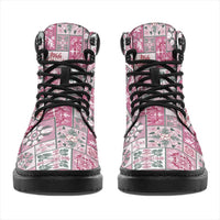 Mele Kalikimaka Hawaii Christmas All Season Boots Akala Seamless Floral Motif - Polynesian Pride