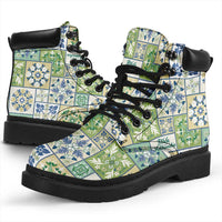 Mele Kalikimaka Hawaii Christmas All Season Boots Omaomao Seamless Floral Motif - Polynesian Pride