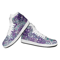 Mele Kalikimaka Hawaii Christmas High Sneakers AJ1 Poni Seamless Floral Motif LT9 - Polynesian Pride