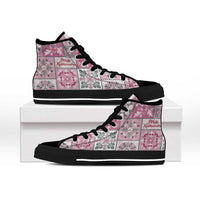 Mele Kalikimaka Hawaii Christmas High Top Shoes Akala Seamless Floral Motif - Polynesian Pride