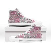 Mele Kalikimaka Hawaii Christmas High Top Shoes Akala Seamless Floral Motif - Polynesian Pride