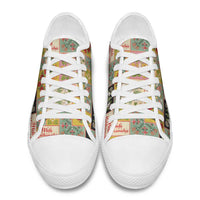 Mele Kalikimaka Hawaii Christmas Low Top Shoes Melemele Mama Seamless Floral Motif - Polynesian Pride