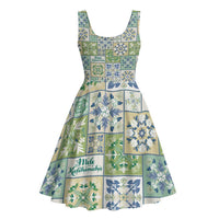 Mele Kalikimaka Hawaii Christmas Midi Dress Omaomao Seamless Floral Motif - Polynesian Pride
