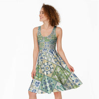 Mele Kalikimaka Hawaii Christmas Midi Dress Omaomao Seamless Floral Motif - Polynesian Pride