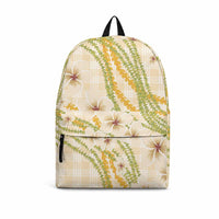 Melemele Ahiahia Hawai'i Palaka Plumeria Backpack Puakenikeni and Maile Lei LT9 Pastel Yellow - Polynesian Pride