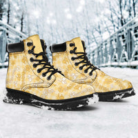 Melemele Aloha Hawaii All Season Boots Plumeria Lei With Palaka Motif - Polynesian Pride