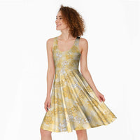 Melemele Aloha Hawaii Midi Dress Plumeria Lei With Palaka Motif - Polynesian Pride