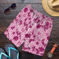 Mokihana Maile Ilima Leis Paniolo Palaka Shorts for Men Hawaiian Omaomo Ulaula Spirit LT9 Pink - Polynesian Pride