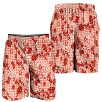 Mokihana Maile Ilima Leis Paniolo Palaka Shorts for Men Hawaiian Ulaula Spirit - Polynesian Pride
