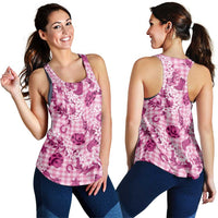 Mokihana Maile Ilima Leis Paniolo Palaka Women Racerback Tank Hawaiian Omaomo Ulaula Spirit - Polynesian Pride