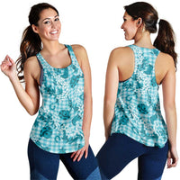 Mokihana Maile Ilima Leis Paniolo Palaka Women Racerback Tank Hawaiian Polu Opa Spirit - Polynesian Pride