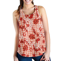 Mokihana Maile Ilima Leis Paniolo Palaka Women Racerback Tank Hawaiian Ulaula Spirit - Polynesian Pride