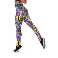 New Caledonia Joyeux Noel Leggings Pacific Patchwork Xmas Vibes - Polynesian Pride