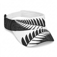 New Zealand 2026 Football Sun Visor Cap Aotearoa Kia Kaha Silver Fern Black LT14 Universal Fit Black - Polynesian Pride