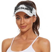 New Zealand 2026 Football Sun Visor Cap Aotearoa Kia Kaha Silver Fern White LT14 - Polynesian Pride