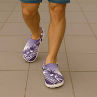 New Zealand Aotearoa Darts Masters Clogs Shoes Maori Art Tattoo with Tribal Dart Symbol Purple - Polynesian Pride