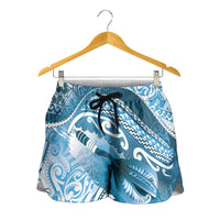 New Zealand Aotearoa Darts Masters Shorts for Women Maori Art Tattoo with Tribal Dart Symbol Blue - Polynesian Pride
