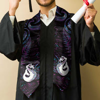 New Zealand Aotearoa Graduation Stole Maori Manaia Paua Shell Glitter Purple