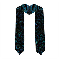 New Zealand Aotearoa Graduation Stole Maori Tane Te Waiora Paua Shell Glitter Turquoise
