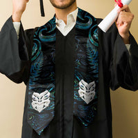 New Zealand Aotearoa Graduation Stole Maori Wheku Paua Shell Glitter Turquoise