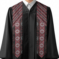 New Zealand Aotearoa Graduation Stole Red Poutama With Taniko Pattern