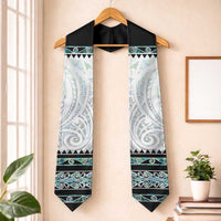 New Zealand Aotearoa Graduation Stole With Paua Shell Kowhaiwhai Pattern