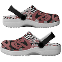 New Zealand Clogs Shoes Aotearoa Kowhaiwhai Mix Taniko Art - Brown