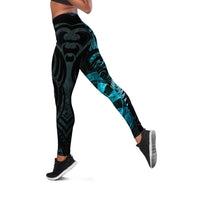 New Zealand Darts Leggings Happiness Is A Tight Threesome Maori Paua Shell LT14 Turquoise - Polynesian Pride
