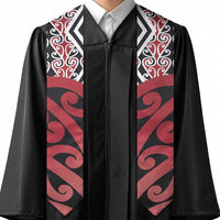 New Zealand Graduation Stole Aotearoa Kowhaiwhai Mix Taniko Art - Red